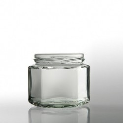 Exagon glass jar 40ml with metal lid