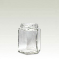 Exagon glass jar 212ml with metal lid