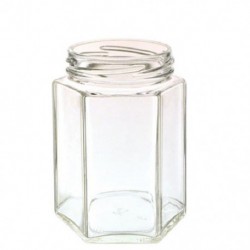Exagon glass jar 290ml with metal lid