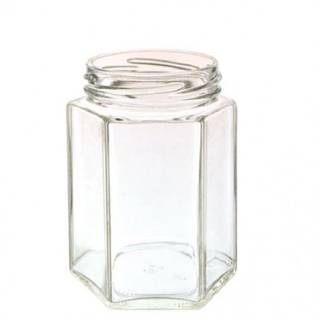 Exagon glass jar 290ml with metal lid