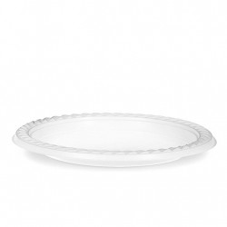 Πλαστικό πιάτο οβάλ λευκό 25τμχ
