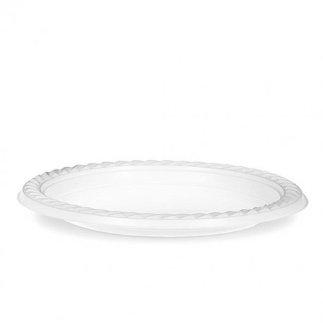 Πλαστικό πιάτο οβάλ λευκό 25τμχ