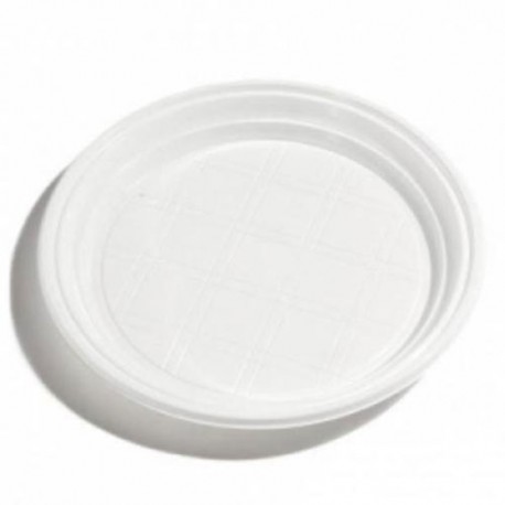 Plastic shallow white plate 23cm