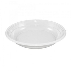 Plastic deep white plate 23cm