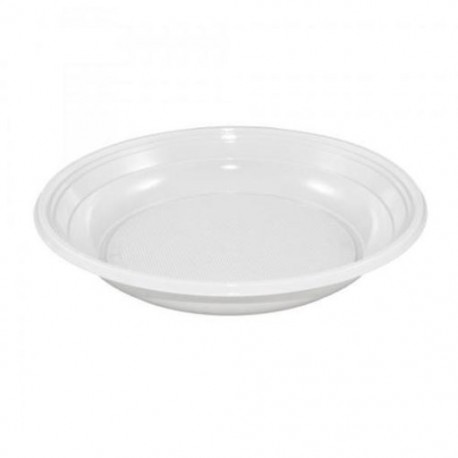 Πλαστικό πιάτο λευκό βαθύ 23cm