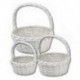 Round deep white basket with handle