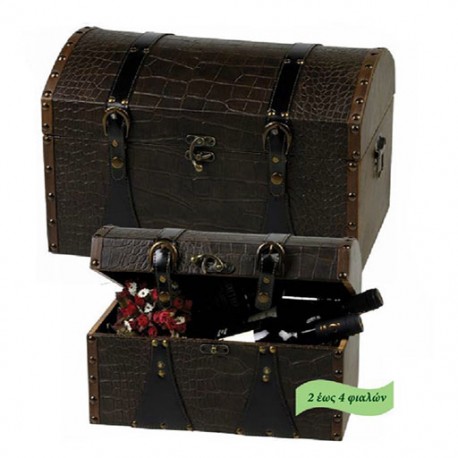 Leather wine bottles chest