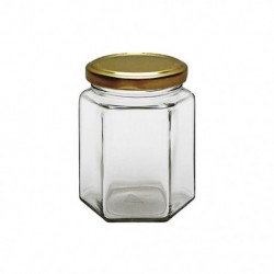 Exagon glass jar 196ml with metal lid