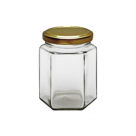 Exagon glass jar 196ml with metal lid